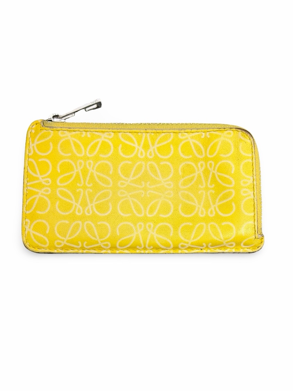 Authentic Loewe Repeat Anagram Leather Coin Card Holder – Yellow